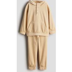 Beige Tracksuits H&M 2-Delat Set I Ribbad Velour - Beige