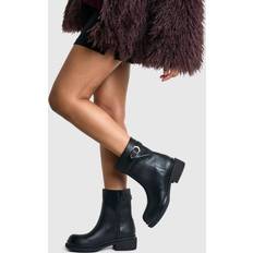 Black Shoes boohoo Womens Wide Fit Buckle Detail Chunky Ankle Boots - Black