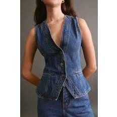 Denim - Women Vests The Longline Denim Waistcoat - Authentic Midwash