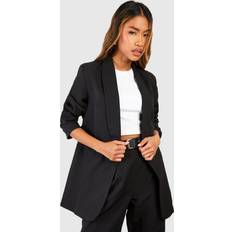 Boohoo L Blazers boohoo Ruched Sleeve Blazer - Black