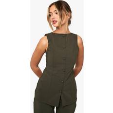 Green Vests boohoo Super Stretch Fitted Longline Waistcoat - Green