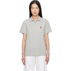 Ami Paris Polo Shirts Ami Paris Cotton de Coeur Polo - Heather Ash Grey