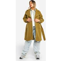 boohoo Womens Maternity Wrap Pocket Front Coat Green