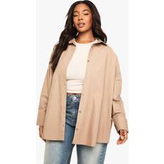 Oxford Shirts - Pleats boohoo Womens Plus Oversized Shirt - Beige