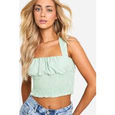 Corsés boohoo Ruched Wide Strap Corset - Green