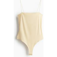 Women - Yellow Bodysuits H&M Ladies Pale Yellow Spaghetti Strap Body