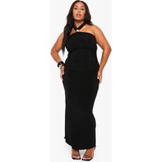 Boohoo Clothing boohoo Plus Trim Detail Halterneck Ruched Maxi Dress - Black