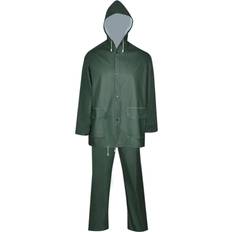 Green Rain Sets vidaXL Waterproof Heavy-duty 2-Piece Rain Suit with Hood - Green