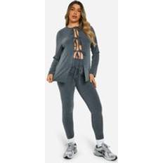 boohoo Womens Maternity Over The Bump Textured Rib Leggings Grey