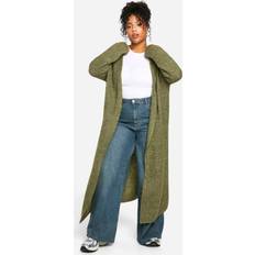 Green Cardigans boohoo Plus Soft Rib Knit Edge To Edge Maxi - Green