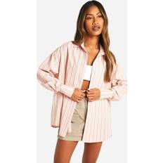 Breathable - Women Shirts boohoo Womens Multi Stripe Oversized Shirt - Pink