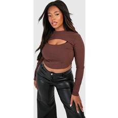 Corsés boohoo Plus Keyhole Bengaline Corset Top - Brown