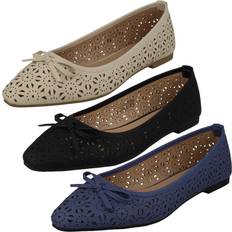 Blue - Slip-On Ballerinas Spot On Ladies Ballerina Flat Shoes - F8R0460
