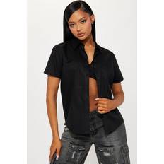 Fashion Nova Shirts Fashion Nova Always With Ideas Poplin Shirt - Black