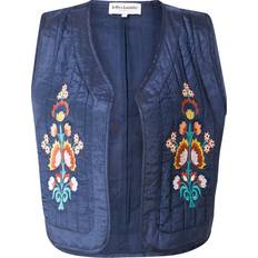 Blommiga Ytterkläder Lollys Laundry Mistll Vest Quiltad Broderade Detaljer - Marinblå