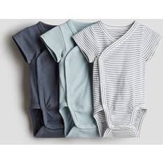 Stripes Bodysuits Children's Clothing H&M 3-Pack Wrapover Bodysuits - Light Turquoise/Striped