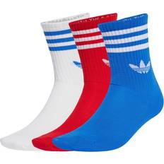 Adidas Blue Socks adidas 3-Stripes Crew Socks 3 Pairs - Better Scarlet Blue White