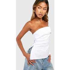 Corsés boohoo Bengaline Longline Split Hem Corset - White
