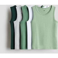H&M Toppe H&M Dreng 5-Pak Tanktop Bomuld - Lysegrøn/Gråmeleret