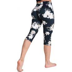 Florals Leggings Shein Stretchy Casual Sports Leggings Soft Flocked Fabric - Black