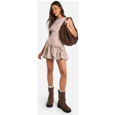 Short Dresses - Stripes boohoo Bubble Hem Pinstripe Tailored Mini Dress - Brown