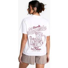 Boohoo M T-shirts boohoo Womens Fresh Sangria Printed Oversized T-shirt - White