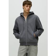H&M Men Outerwear H&M Loose Fit Zip-Through Hoodie - Dark Grey