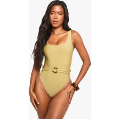 Boohoo Women Swimsuits boohoo Resin Hardwear Square Neck Swimsuit - Green