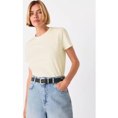 Posie Double Trim Cotton Regular Fit Short Sleeve T-Shirt - Cream