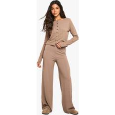 Boohoo Men Trousers & Shorts boohoo Womens Crinkle Wide Leg Trouser - Brown