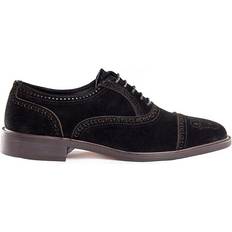Suede Oxford Luxe Mens Black Brown Suede Leather Oxford Full Brogue Shoes