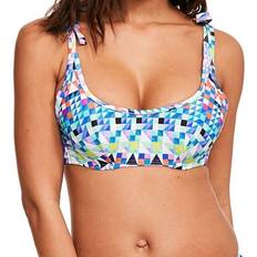 Figleaves Swimwear Figleaves Pixelate Bikini Underwired Crop Bralette - Blue Pink White