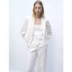 Mango White Blazers Mango Single Button Blazer - Natural White