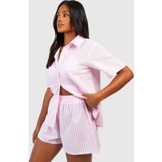 Stripes - Women Sleepwear boohoo Womens Cotton Pinstripe Pyjama Short - Pink