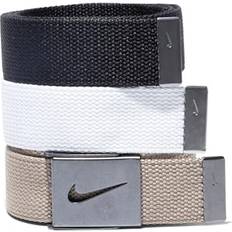 Nike Men Belts Nike Standard 3 Pack Golf Web Belt - White/Khaki/Black