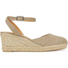 Grey - Unisex Low Shoes Castañer Cybil Linen Wedge Heel Espadrille Sandals - Plata