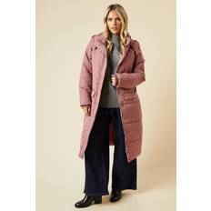Pink Coats Dorothy Perkins Petite Midi Luxe Quilted Padded Puffer Belted Coat - Pink