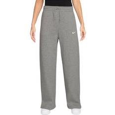 Grey - Women Trousers Nike Phoenix Fleece High-Waisted Wide-Leg Trousers - Grey