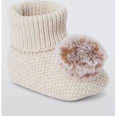 Winter Indoor Shoes John Lewis Pom Knitted Baby Booties - Cream