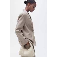 Mango Kläder Mango Lyocell Suit Jacket Kritstrecksrandig Kavaj Bomull - Beige