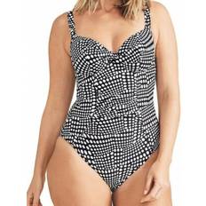 Figleaves Swimsuits Figleaves Cape Cod Swimsuit Padded Plunge Tummy Control - Black White