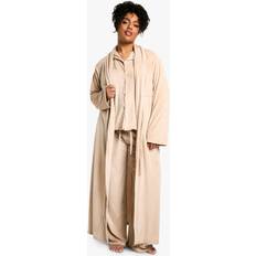 Fleece - Women Sleepwear boohoo Plus Rib Fleece Dressing Gown - Brown