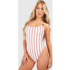 Sportswear Garment - White Swimwear boohoo Womens Stripe Print Strap Detail Swimsuit - White