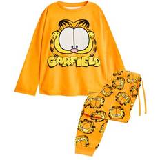 Orange Night Garments Garfield Big Face Long Pyjama Set - NS8782