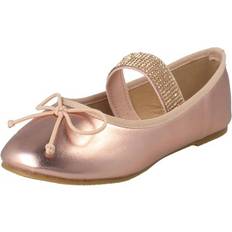 Pink Ballerinas Spot On Girls Ballerina Flat Elasticated Strap Bow - H2R699
