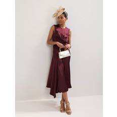 Phase Eight Felicity Open Back Satin Dress - Burgundy