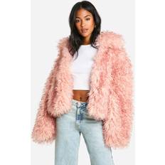 Pink Coats boohoo Womens Tall Shaagy Faux Fur Coat - Pink