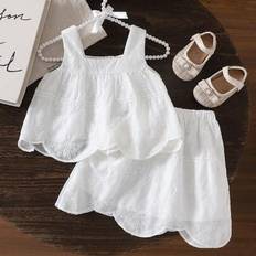 Children's Clothing Shein Girls Fashion Set Nostalgic Sweet Jacquard Embroidered Vest Top Gentle Style - Baby