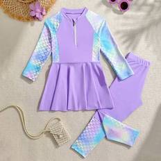 Children's Clothing Shein Girls Small Bikini Printed Solid Color Splice Camisole - Color