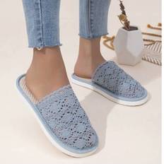 Laced Slippers Shein Lace Knit Linen Indoor Comfortable Silent Hollow Breathable Couples Slippers
